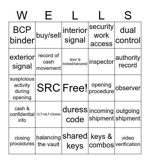 BCR Bingo  Bingo Card