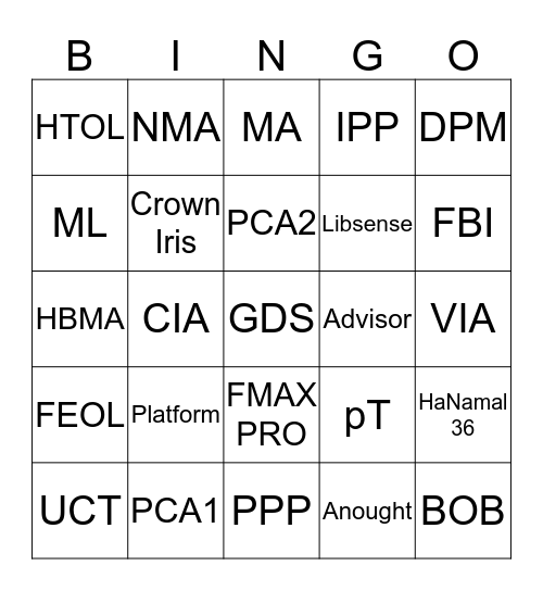 pT Bingo Card