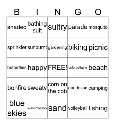 SUMMER BINGO Card