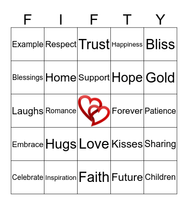 Herta & Siegfried 50th Anniversary Bingo Card