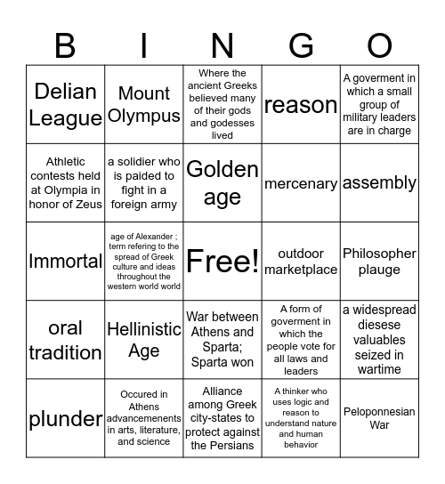 Greece is the best Bingo Card