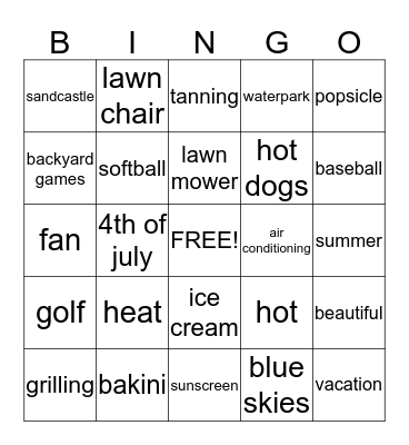 SUMMER BINGO Card