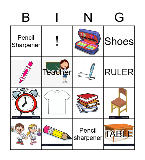 School Bingo Card