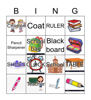 School Bingo Card