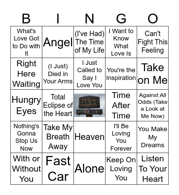 80's Love Songs Bingo Card