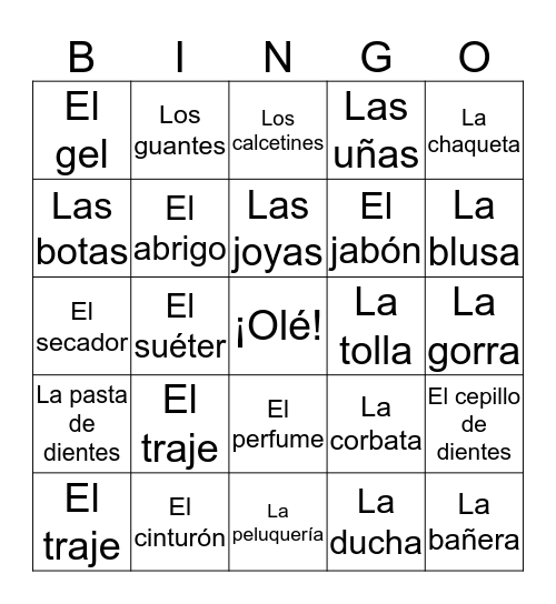 Vocabulary 4 Bingo Card