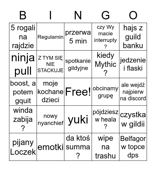 Bingo World of Nyan Bingo Card