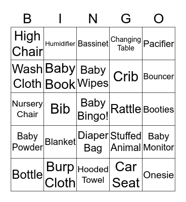 Baby Bingo Card