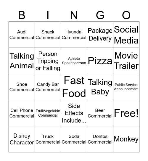 Commercial Bingo Card