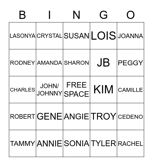 PSR Bingo Card