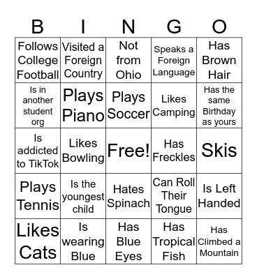 Find Someone in the Room... Bingo Card