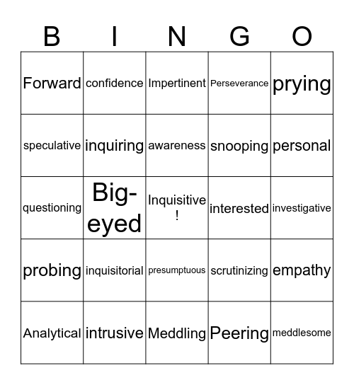 Inquisitive Bingo Card