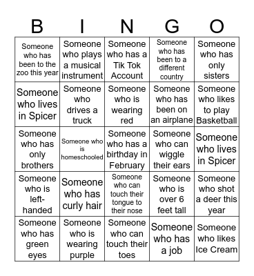 Human Bingo Card