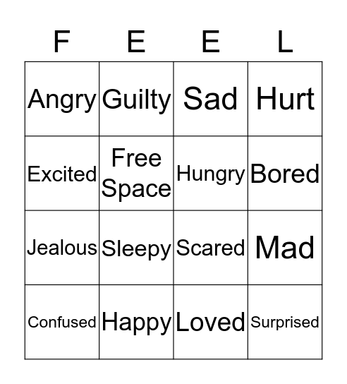 FEELINGS BINGO Card