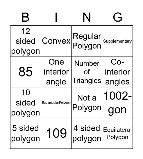 Polygon BINGO Card