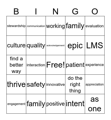Employee Engagement Activity Bingo Card