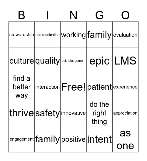 Employee Engagement Activity Bingo Card