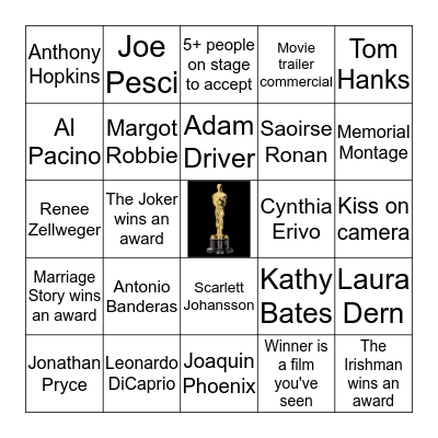 OSCAR NIGHT BINGO Card