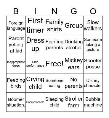 Epcot Bingo Card