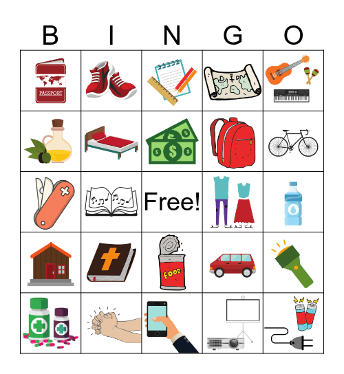 Things Missionaries Need Bingo Card