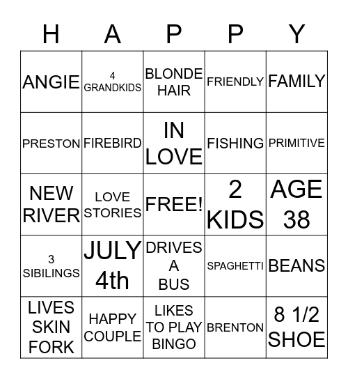 MR. AND MRS. PRESTON KENNEDA Bingo Card