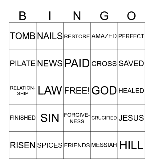 GOD RESTORES RELATIONSHIP Bingo Card