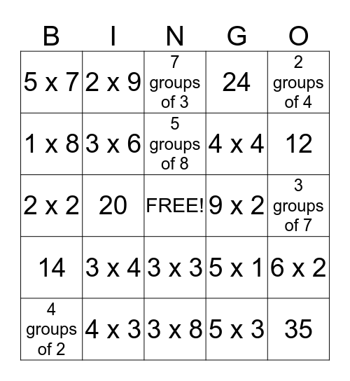 Array Bingo Card