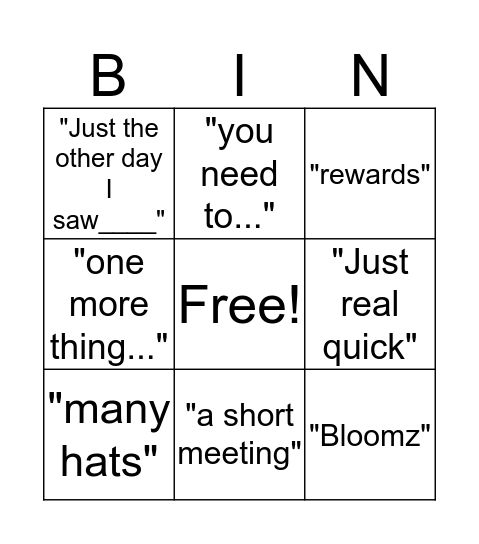 Meeting Bingo Card