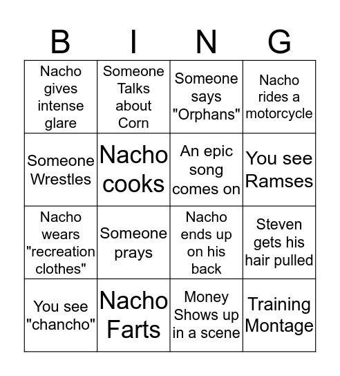 NACHO Bingo Card