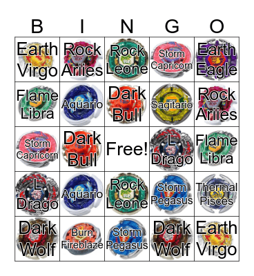 Beyblade Bingo Card