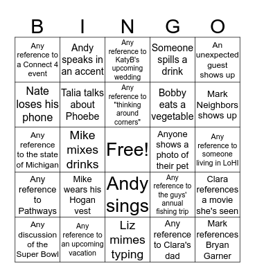 Litigation Ski Trip BINGO - Corey L. Bingo Card