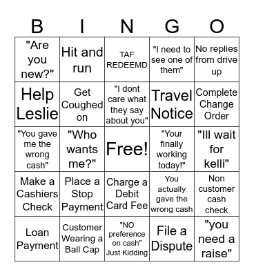 CUSTOMER BINGO Card