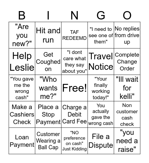 CUSTOMER BINGO Card