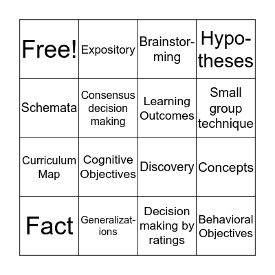 Vocabulary Bingo Card