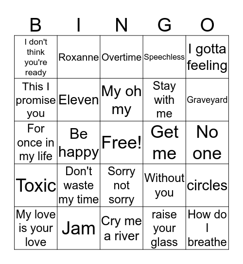 Music Bingo  Bingo Card