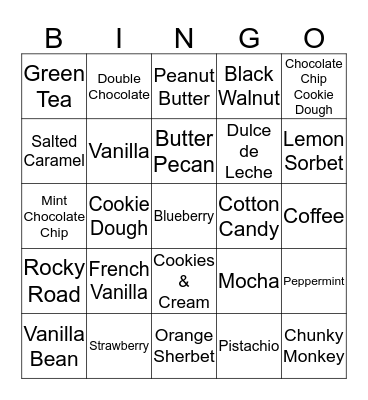 Ice Cream CONEction Bingo Card