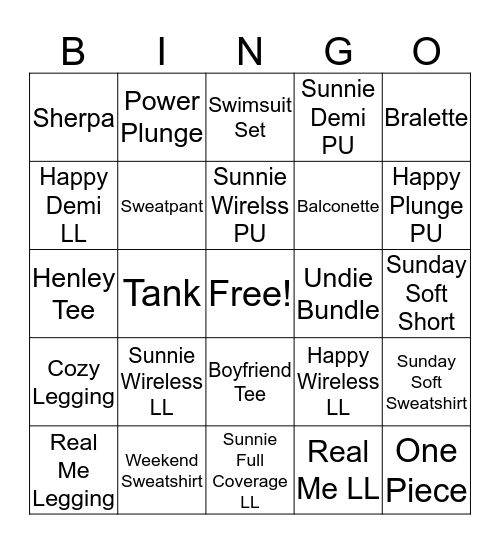 Aerie Bingo Card