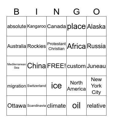 Global Studies Review Bingo Card
