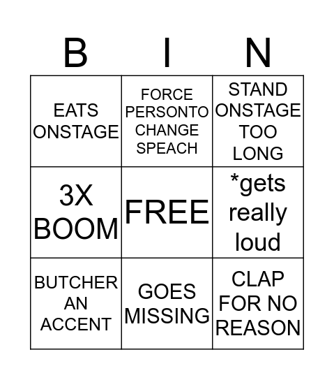 BOOM BOOM BINGO Card