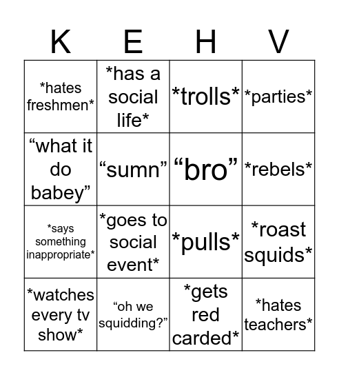 kehbin Bingo Card