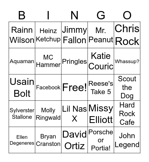 Super Bowl Bingo! Bingo Card