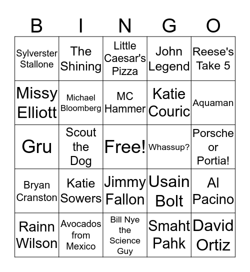 Super Bowl Bingo! Bingo Card