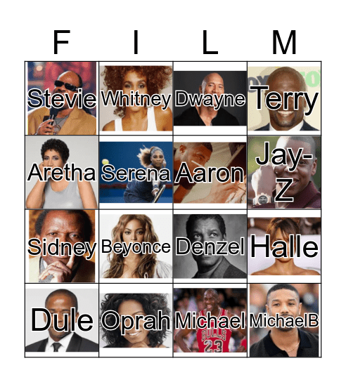 Black History Month: Art, Music & Film Bingo Card