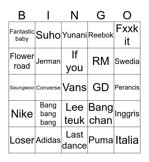Hangy❣ Bingo Card