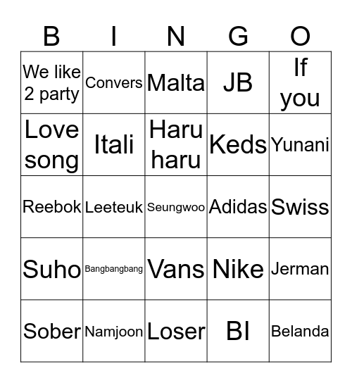 Nara Bingo Card