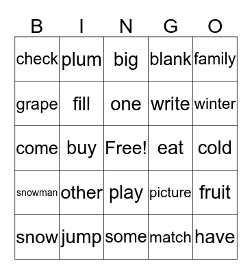 Sp-B1 Unit 1-2 Bingo Card