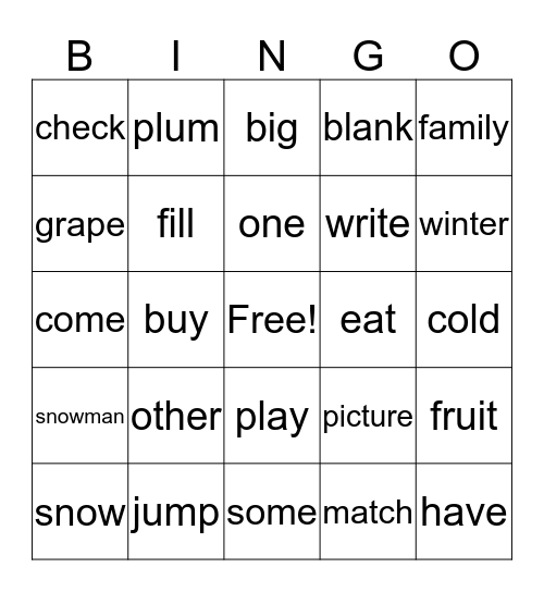 Sp-B1 Unit 1-2 Bingo Card