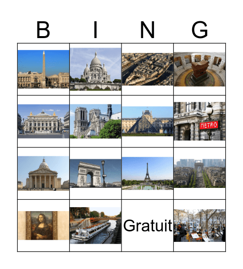 Paris Bingo Card