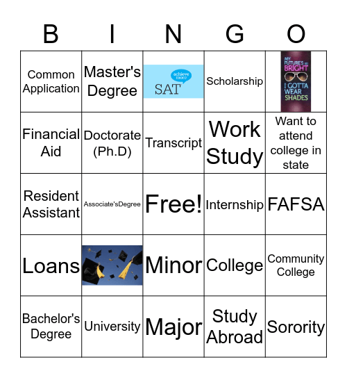 College Bound  Bingo Card