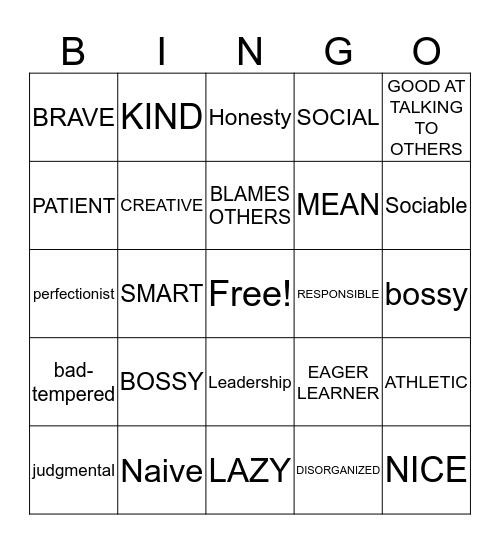 Strengths and Weaknesses Bingo Card